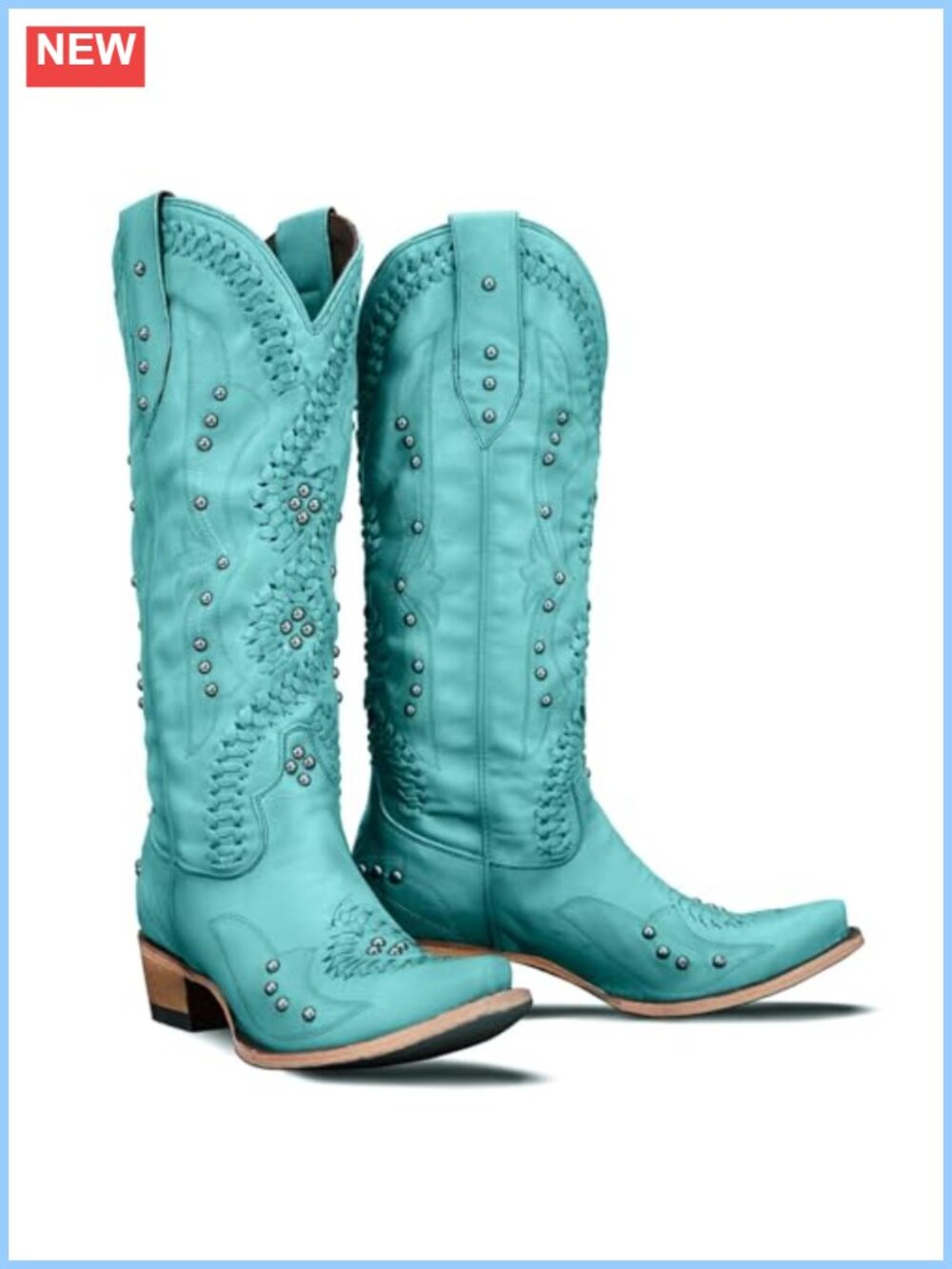 Knee High Western Cowboy Boots Vegan Leather Pointed Toe Women's